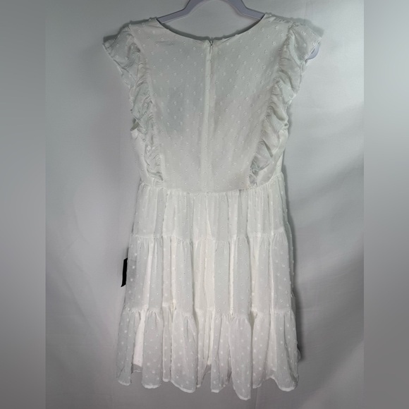 Lulus Dreamy Designs White Ruffled Tiered Swiss Dot Mini Dress S - Picture 4 of 11